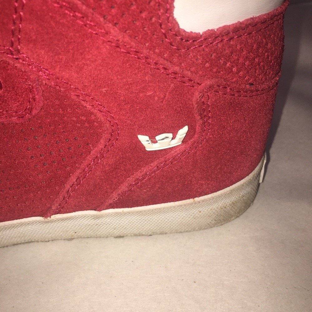Supra Vaider Shoes Size 8 Red All Suede High Top Skate Sneakers Read Description - Picture 5 of 16